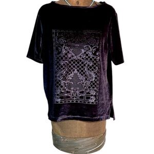 H&M Black Short Sleeve Velvet Tee